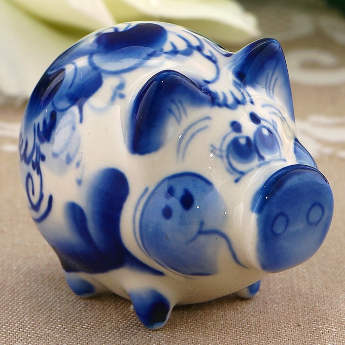 Сувенир «Свинка Алёна», 4,5 см, гжель