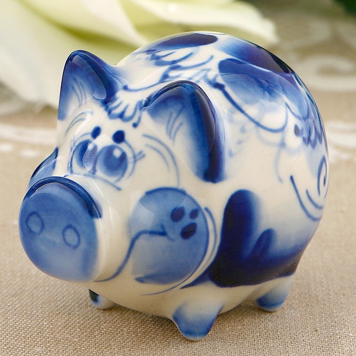 Сувенир «Свинка Алёна», 4,5 см, гжель