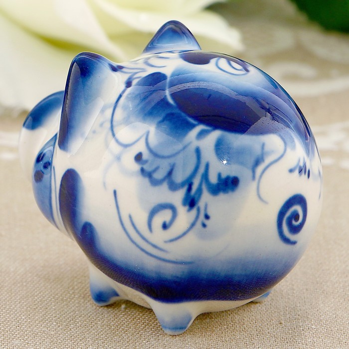 Сувенир «Свинка Алёна», 4,5 см, гжель