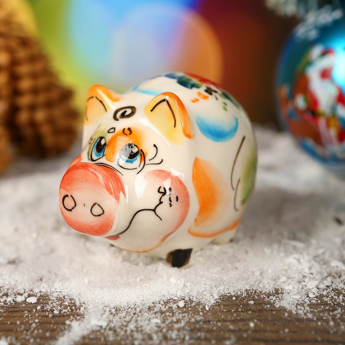 Сувенир «Свинка Алёна», 4,5 см, гжель, цвет