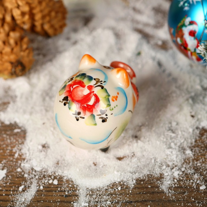 Сувенир «Свинка Алёна», 4,5 см, гжель, цвет