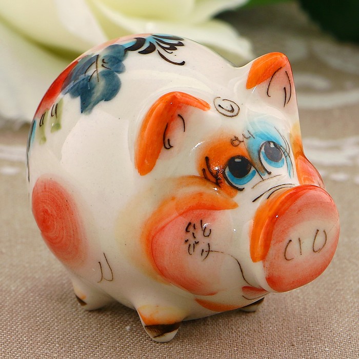 Сувенир «Свинка Алёна», 4,5 см, гжель, цвет