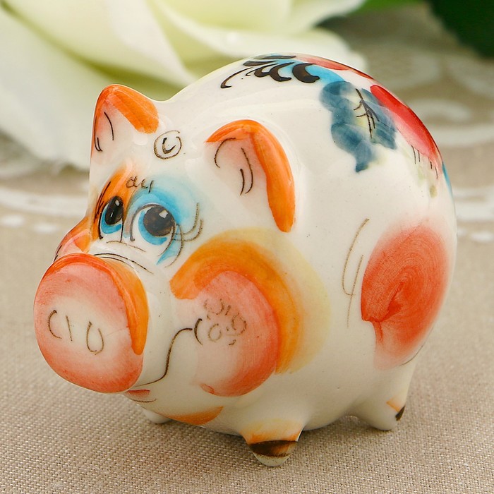 Сувенир «Свинка Алёна», 4,5 см, гжель, цвет