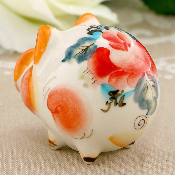 Сувенир «Свинка Алёна», 4,5 см, гжель, цвет