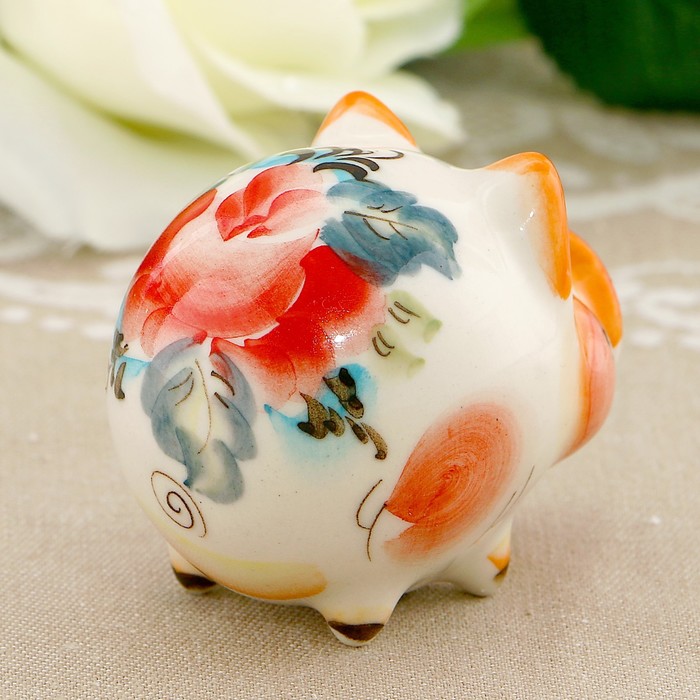 Сувенир «Свинка Алёна», 4,5 см, гжель, цвет