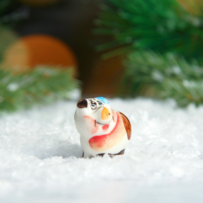 Сувенир «Поросёнок Пупс», 2,5 см, гжель, цвет