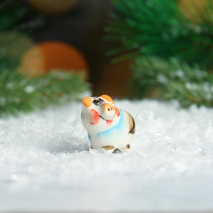 Сувенир «Поросёнок Пупс», 2,5 см, гжель, цвет