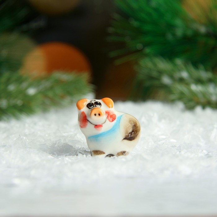 Сувенир «Поросёнок Пупс», 2,5 см, гжель, цвет