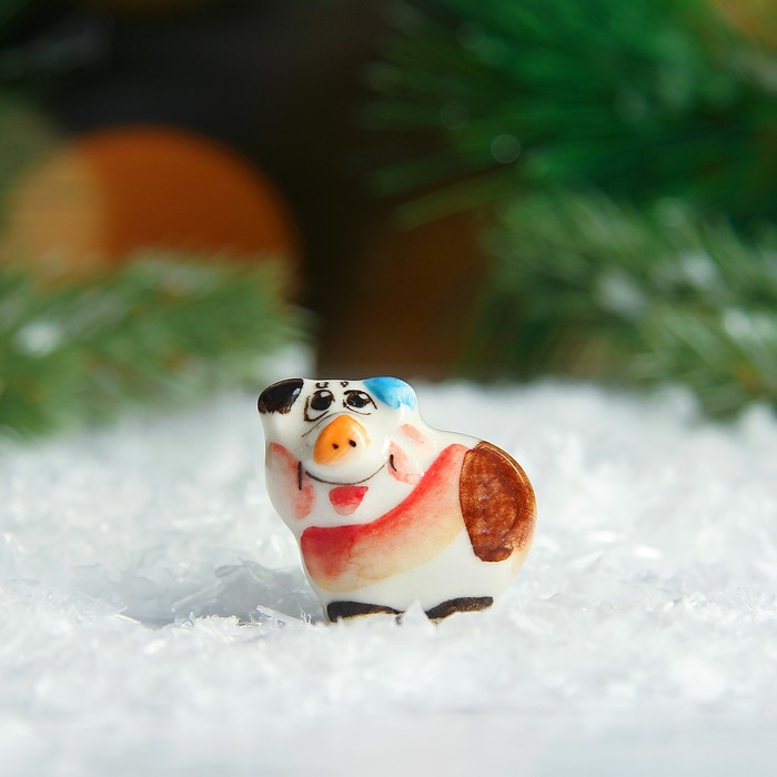 Сувенир «Поросёнок Пупс», 2,5 см, гжель, цвет