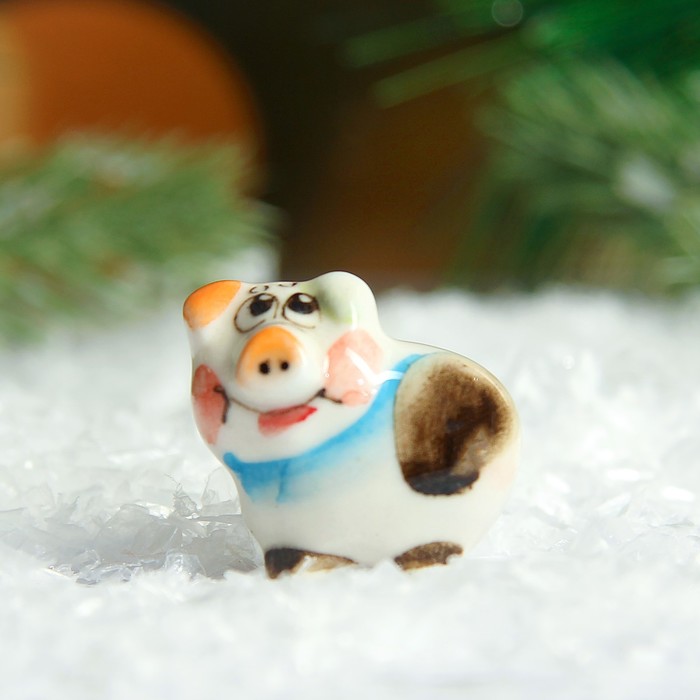 Сувенир «Поросёнок Пупс», 2,5 см, гжель, цвет