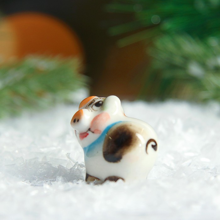 Сувенир «Поросёнок Пупс», 2,5 см, гжель, цвет