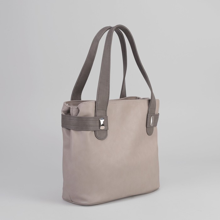 Сумка женская, отдел на молнии, наружный карман, регулируемый ремень, цвет светло-серый/серый