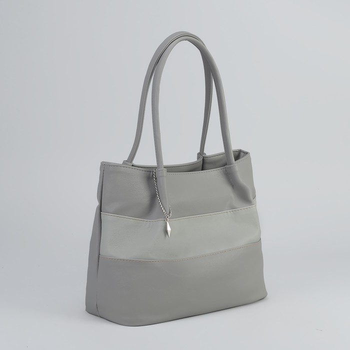 Сумка женская, 2 отдела на молниях, наружный карман, цвет серый