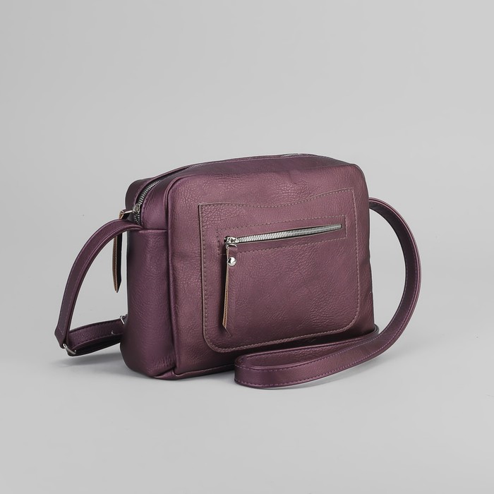 Сумка женская, отдел на молнии, наружный карман, металл бордовый