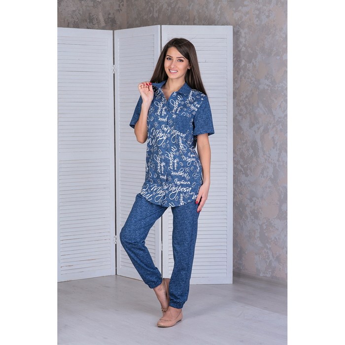 Комплект женский (рубашка, брюки) "Дэним 3"  f1013 цвет  джинса, р-р 46