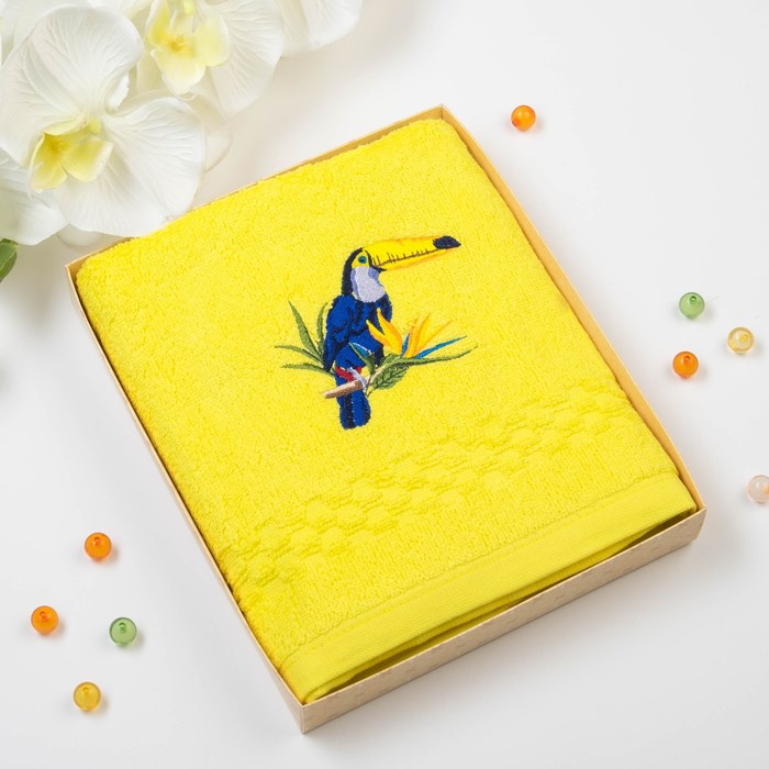 Полотенце Collorista "Тукан" однотонное, цв. жёлтый, 50*90 см, 400 гр/м2, хл 100%