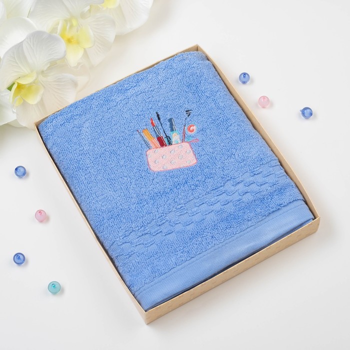 Полотенце Collorista "Косметичка"однотонное,цв.лазурный,50*90 см,400 гр/м2, хл 100%