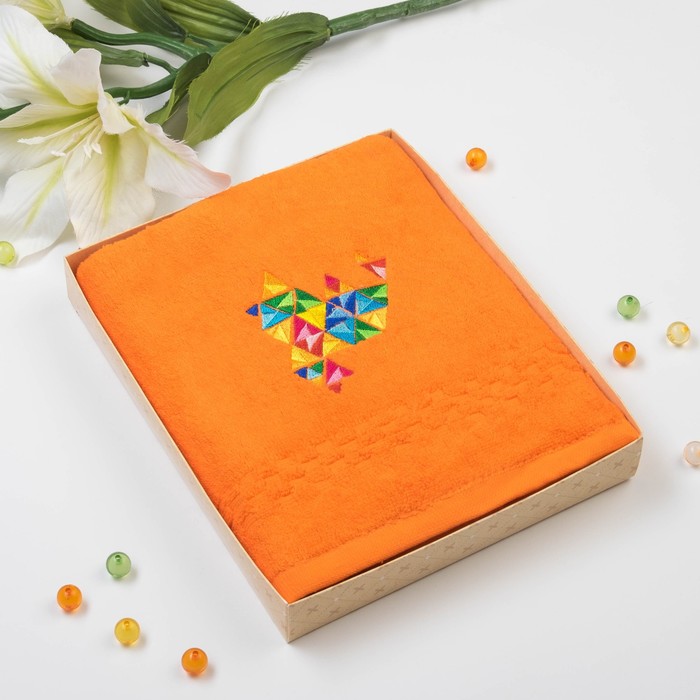 Полотенце Collorista "Треугольники"  однотонное, цв. оранжевый, 50*90 см, 400 гр/м2, хл 100%   35008