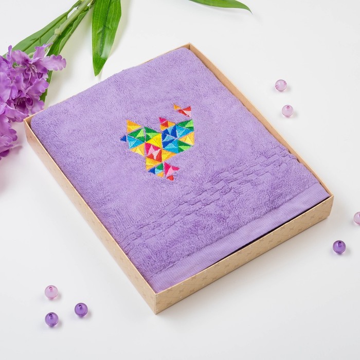 Полотенце Collorista "Треугольники" однотонное, цвет фиолетовый, 50х90 см, 400 гр/м2, хл 100%