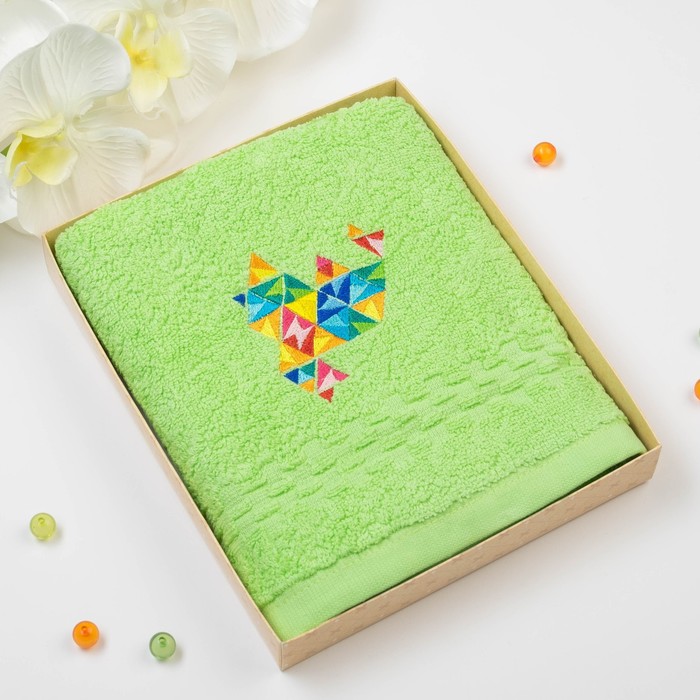 Полотенце Collorista"Треугольники" однотонное, цвет ярко-зелёный, 50х90 см, 400 гр/м2, хл 100%