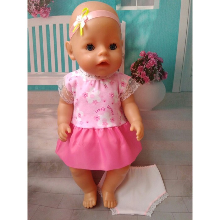 Одежда для пупса 45 см: платье и трусики