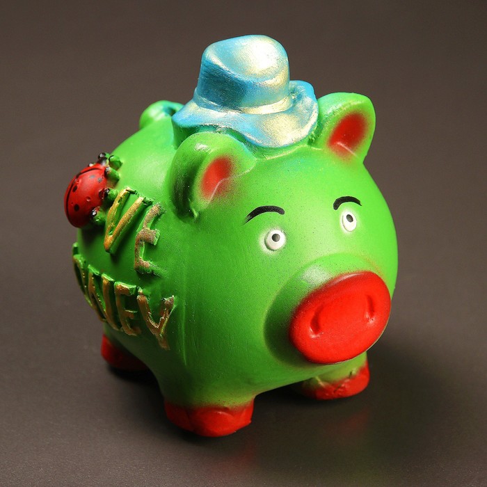 Копилка "Свинка в шляпке" зеленый