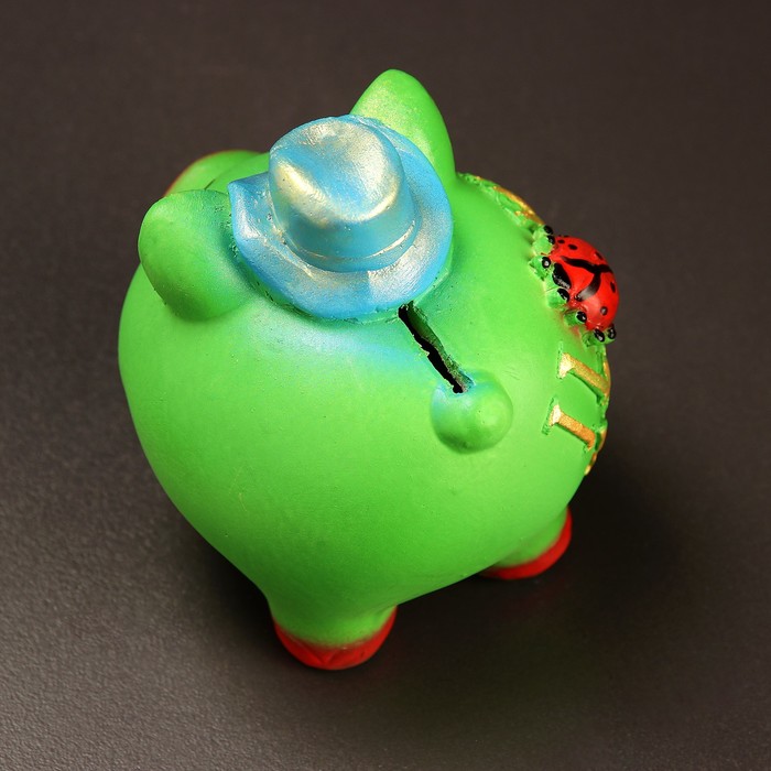 Копилка "Свинка в шляпке" зеленый