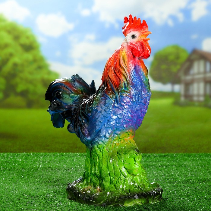 Садовая фигура "Петух пёстрый" темная грудка 37х30см