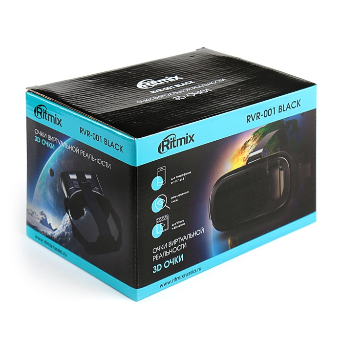 Очки виртуальной реальности RITMIX RVR-001 Black, для смарт 4,5-6 дюймов, регулируемые линзы