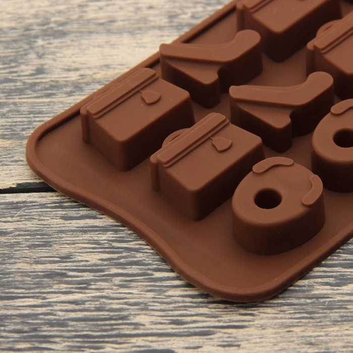 Форма для льда и шоколада "Дамский набор", 15 ячеек, цвет шоколадный