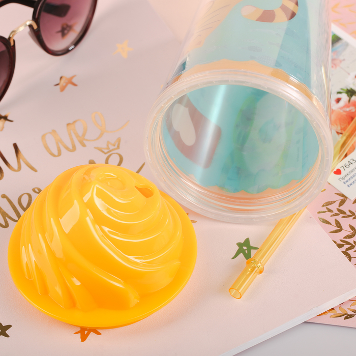 Стакан с трубочкой "Кот", 450 мл