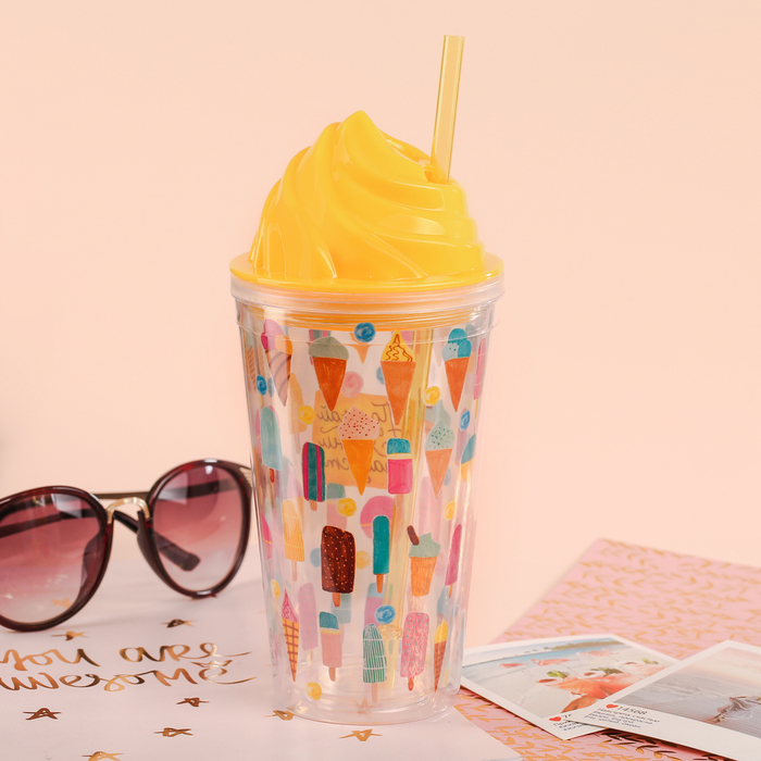 Стакан с трубочкой "Мороженки", 450 мл