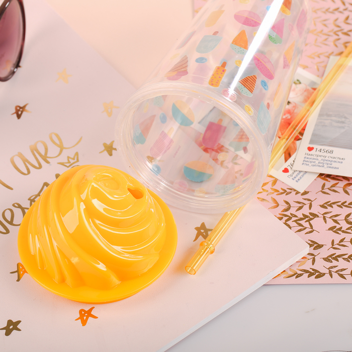 Стакан с трубочкой "Мороженки", 450 мл