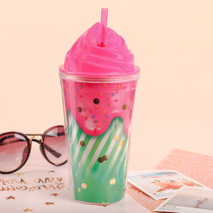 Стакан с трубочкой "Сладкой жизни", 450 мл