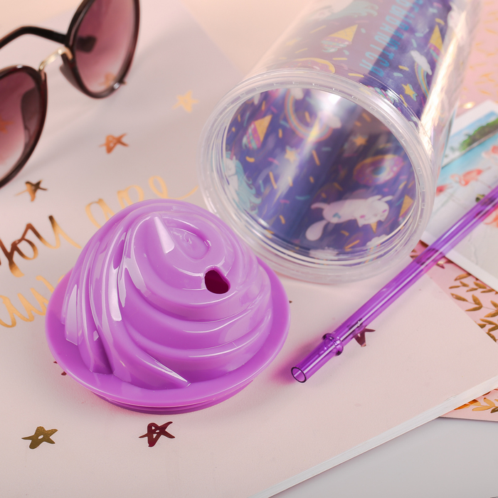 Стакан с трубочкой "Мечты сбываются", 450 мл