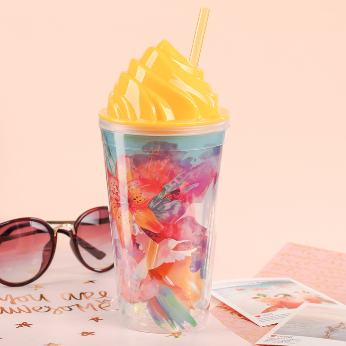 Стакан с трубочкой "Летай от счастья", 450 мл