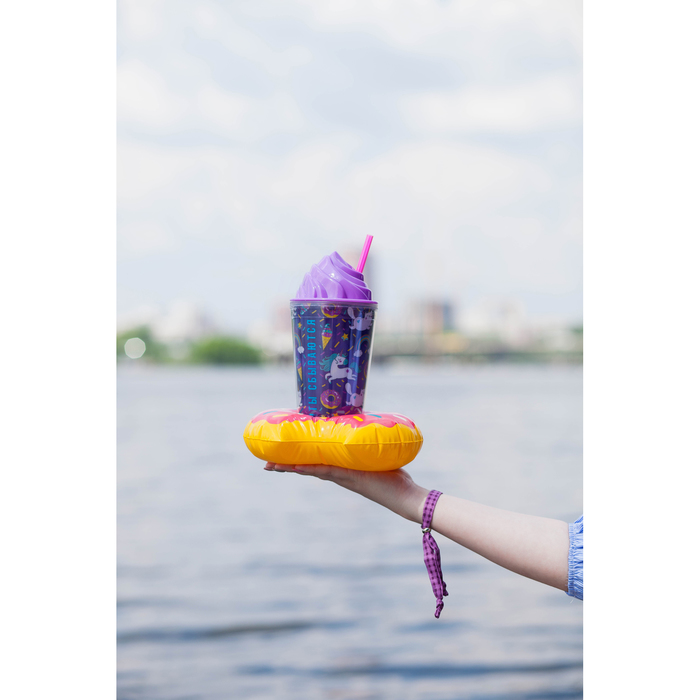 Набор "Мечты сбываются", стакан с трубочкой 450 мл, подставка надувная - пончик