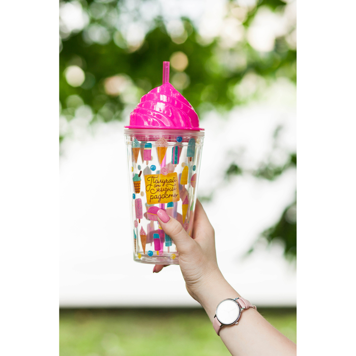 Набор "Мороженки" стакан с трубочкой 450 мл, подставка надувная - пончик