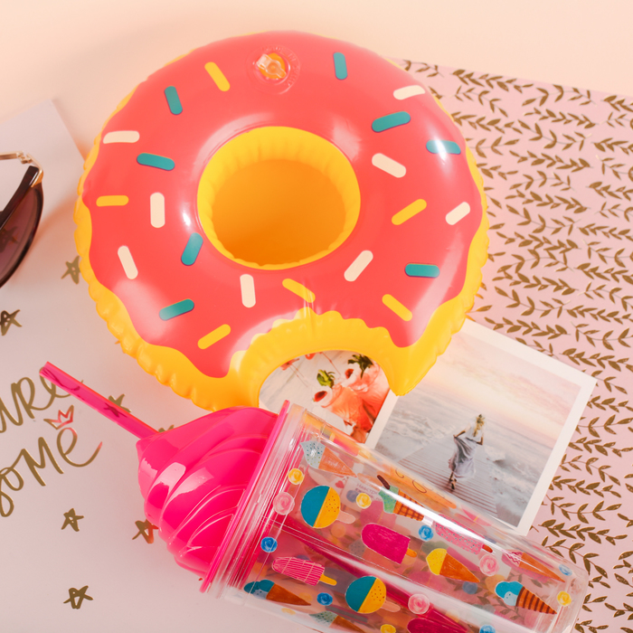 Набор "Мороженки" стакан с трубочкой 450 мл, подставка надувная - пончик