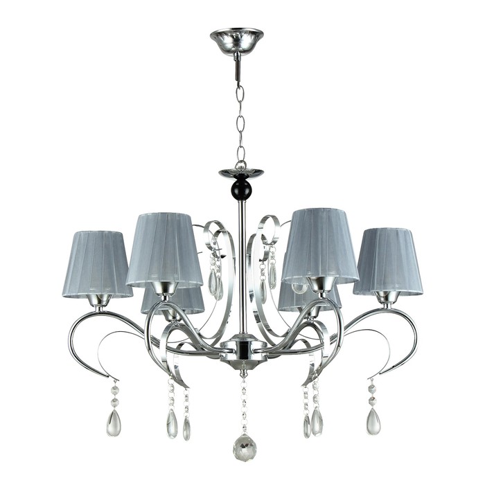 Люстра потолочная PiWY 6x60W E27 хром, черный 61x61x49см