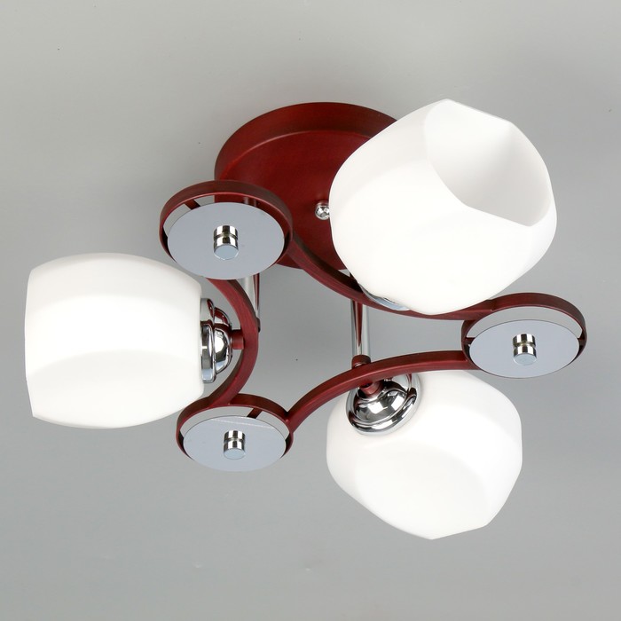 Люстра "Рим" 3x40Вт E27 бордовый/хром 42x42x26см