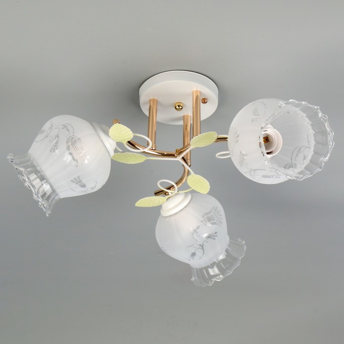 Люстра "Цветение" 3x40Вт E27 белый/золото 42x42x24см