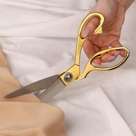Ножницы закройные, скошенное лезвие, 9,5", 24 см, цвет золотой от Сима-ленд