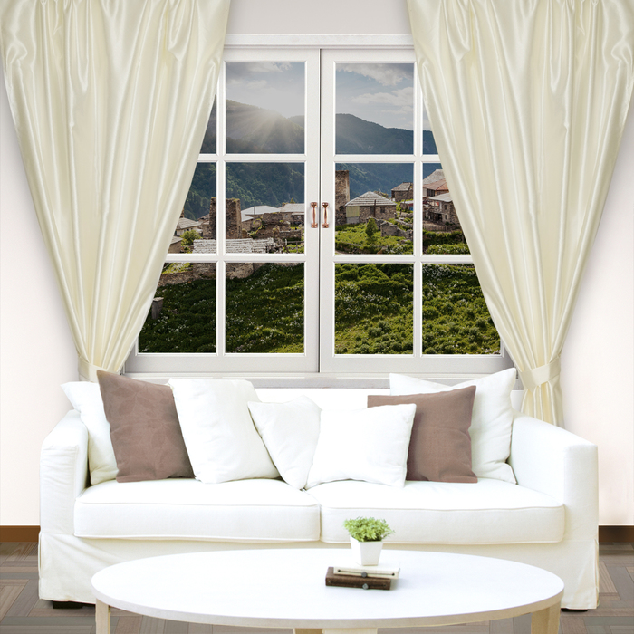 Штора портьерная "Этель" 135х260, цвет белый, сатен, 100% п/э