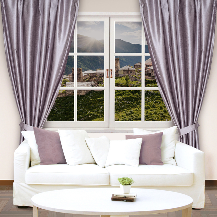 Штора портьерная "Этель" 200х250, цвет сиреневый, сатен, 100% п/э