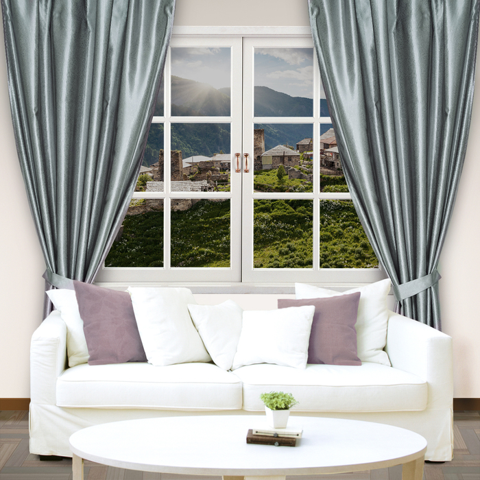 Штора портьерная "Этель" 200х250 см, цвет серый, сатен, 100% п/э