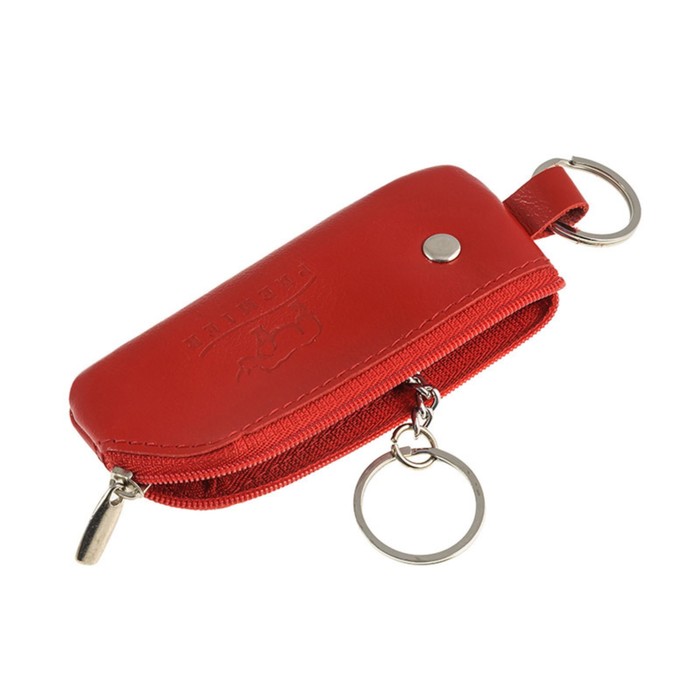 Ключница на молнии, цвет красный