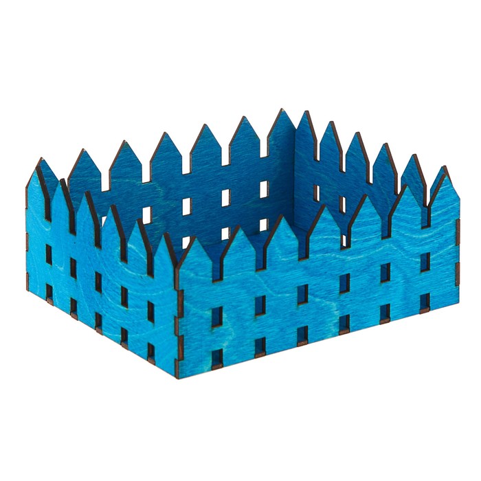 Кашпо флористическое, "Заборчик", синий, 15 х 18 х 7.5 см