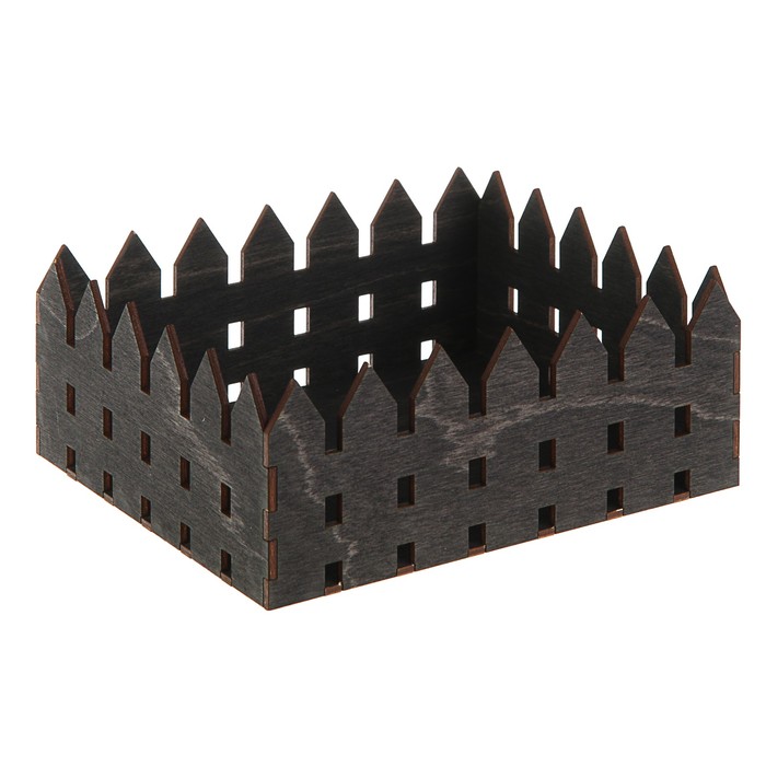 Кашпо флористическое, "Заборчик", черный, 15 х 18 х 7.5 см