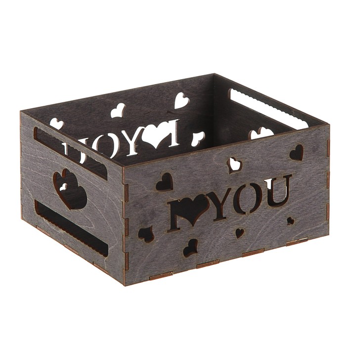 Ящик реечный, "Любовь", эбеновое дерево, 18 х 15.5 х 9 см